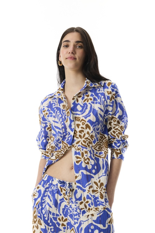  BASKILI UZUN KOLLU GÖMLEK