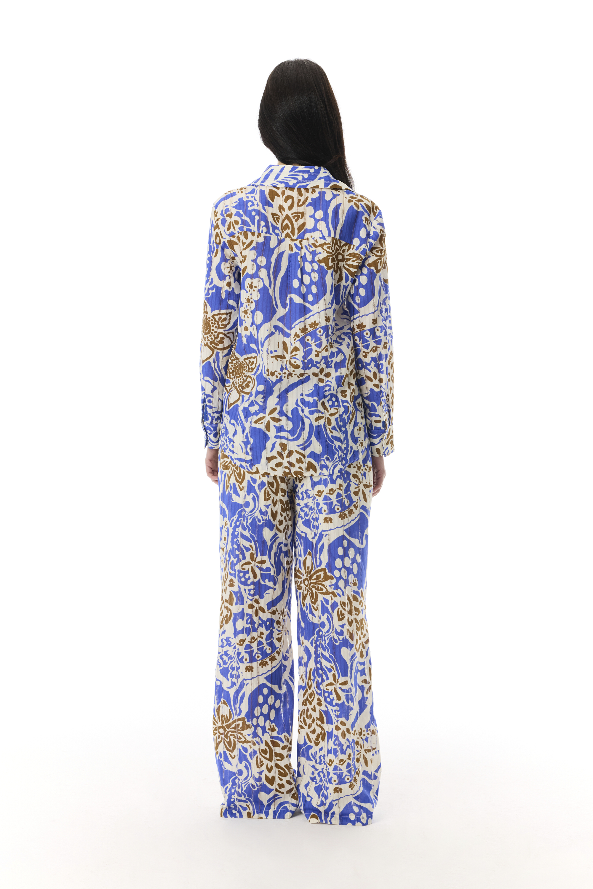 BASKILI UZUN KOLLU GÖMLEK