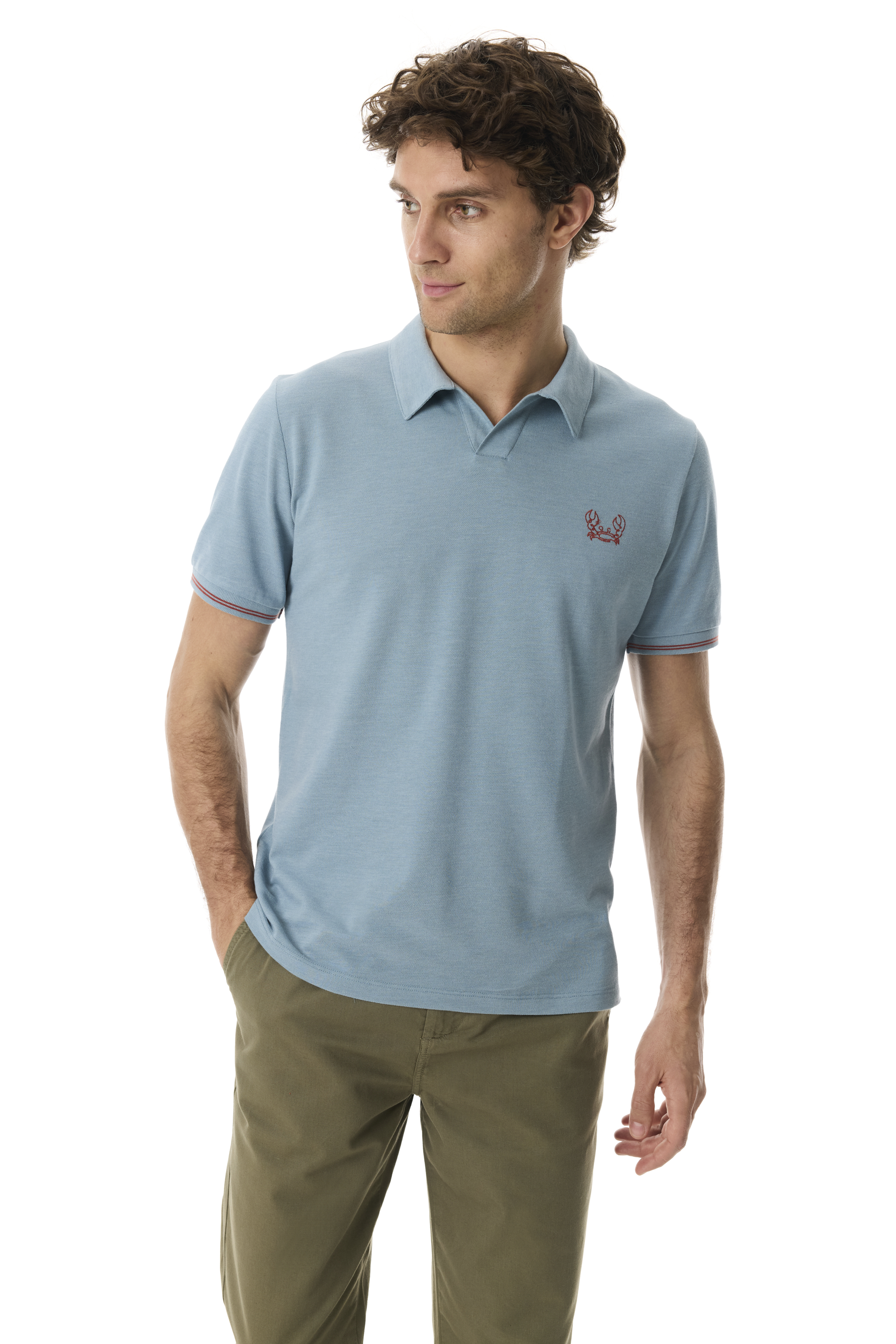 NAKIŞLI POLO YAKA T-SHIRT