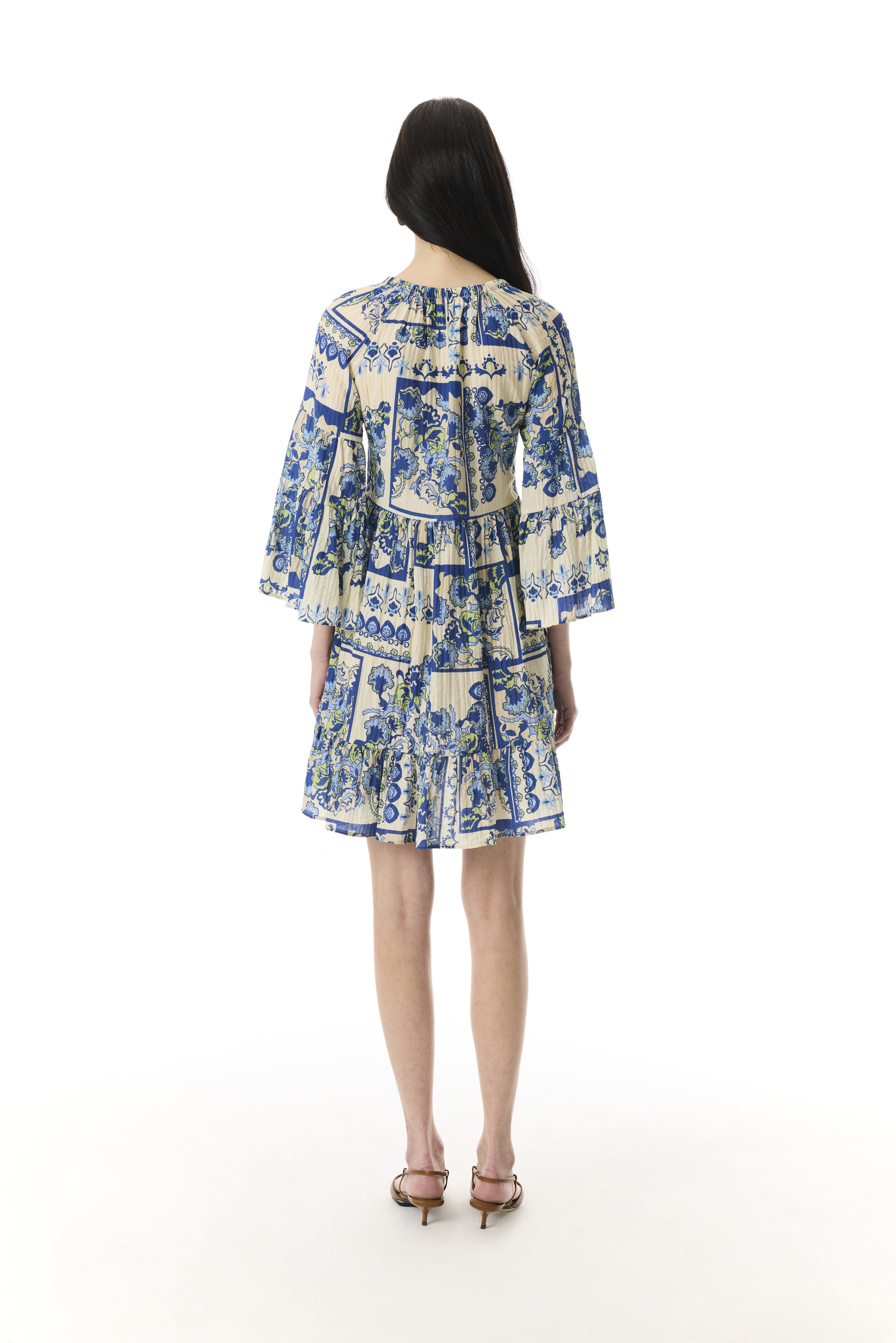 ETNİK BASKILI KLOŞ MİNİ ELBİSE