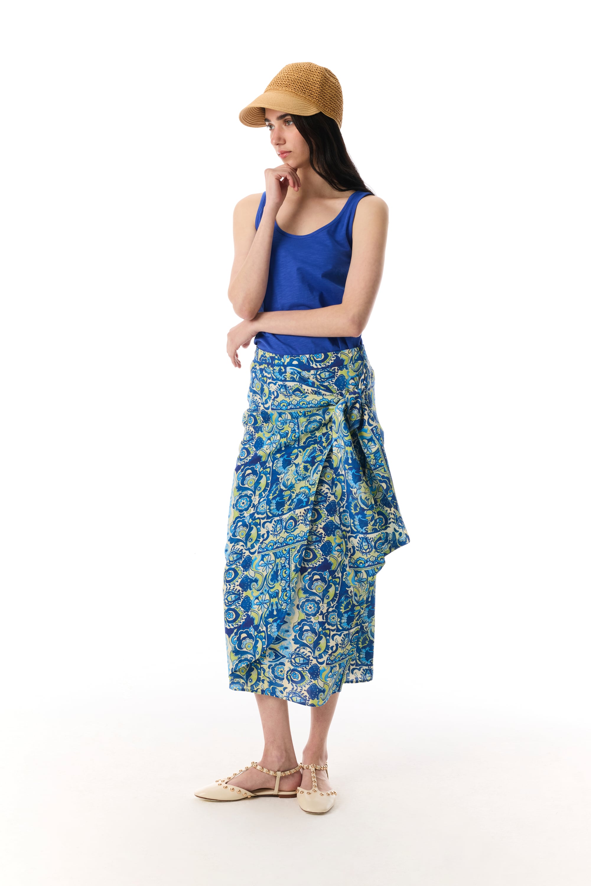 BASKILI BAĞLAMA DETAYLI MİDİ ETEK