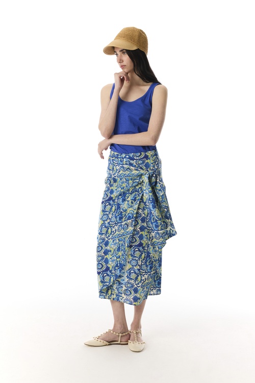  BASKILI BAĞLAMA DETAYLI MİDİ ETEK