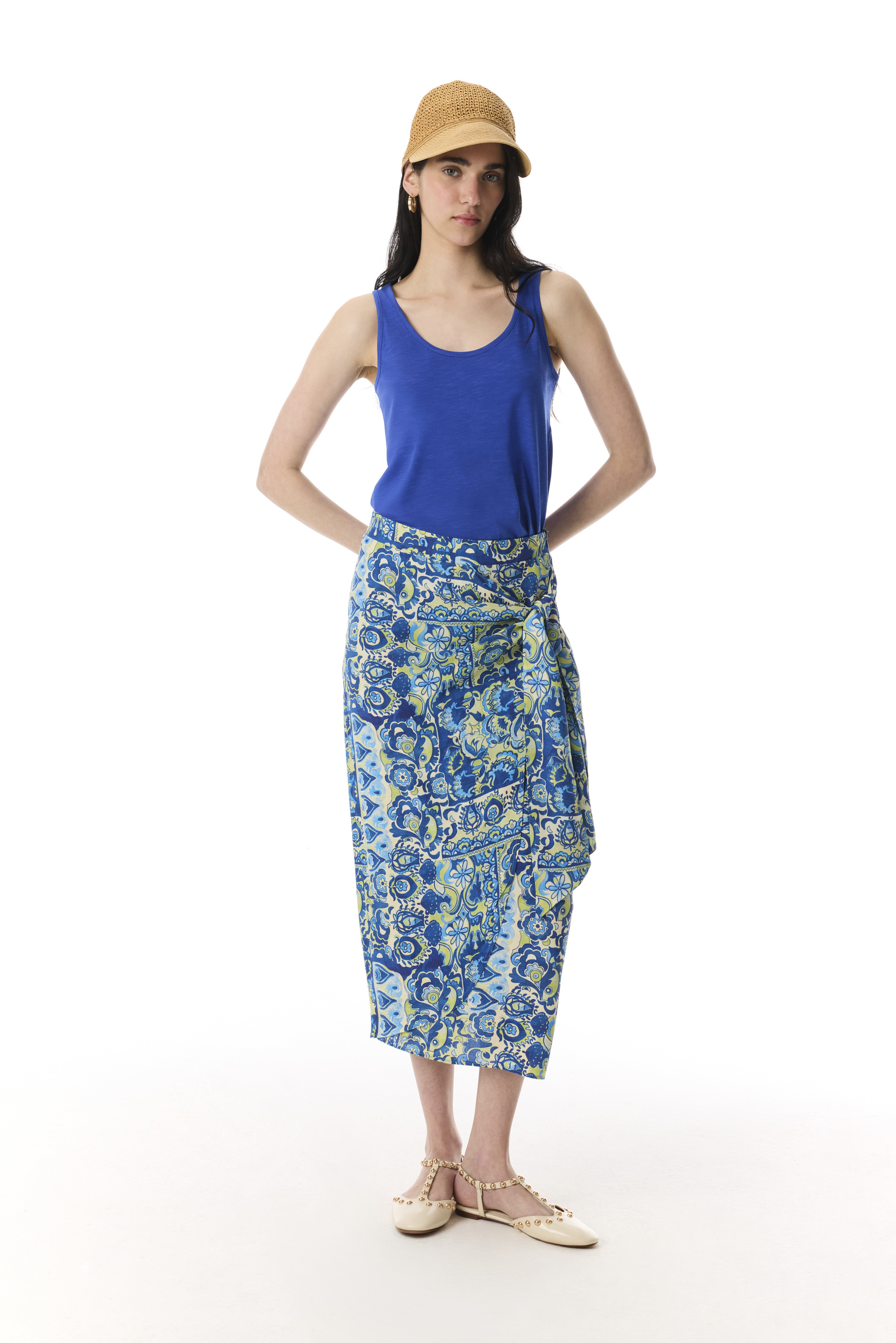 BASKILI BAĞLAMA DETAYLI MİDİ ETEK