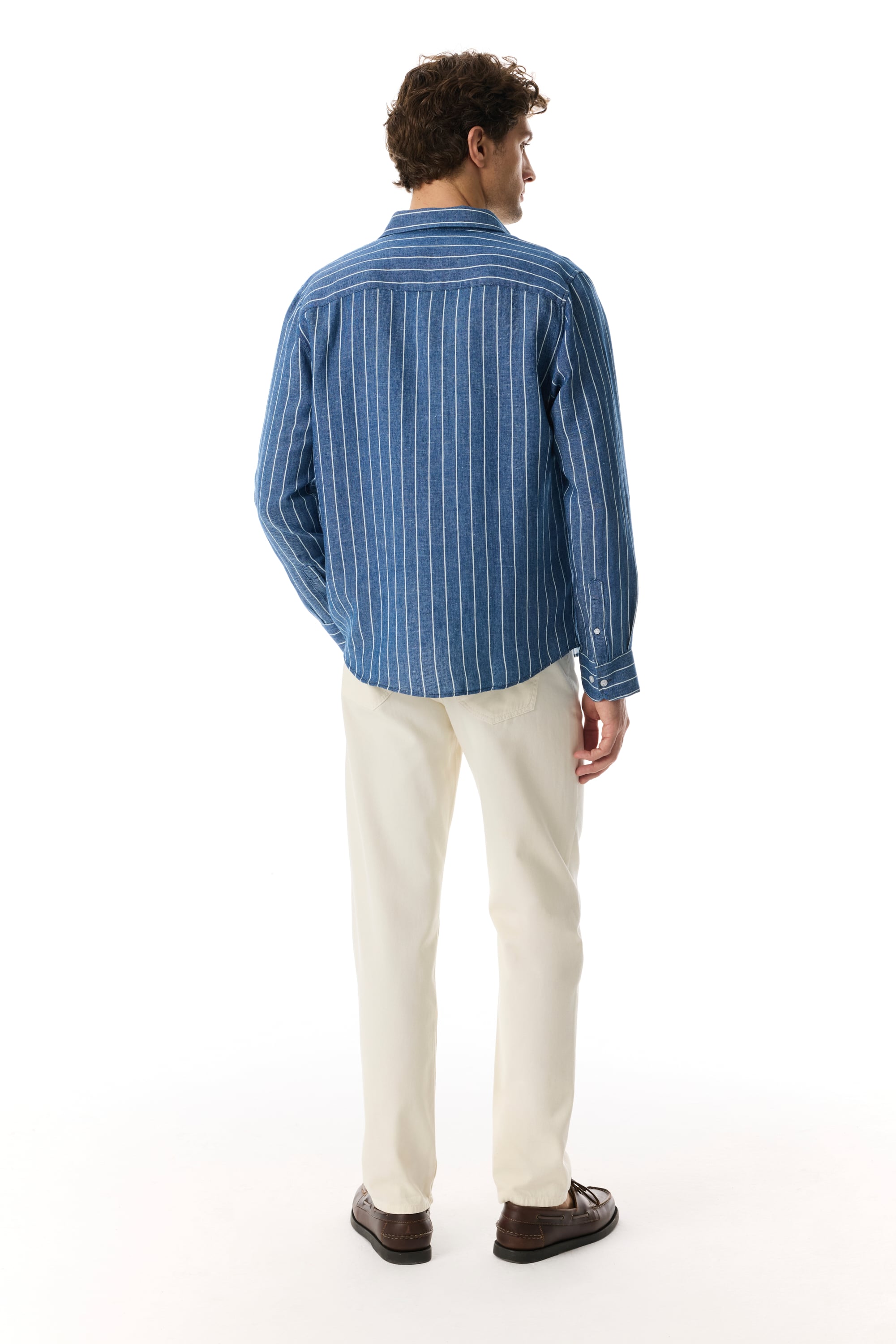 ÇİZGİLİ REGULAR FIT KETEN KARIŞIMLI GÖMLEK