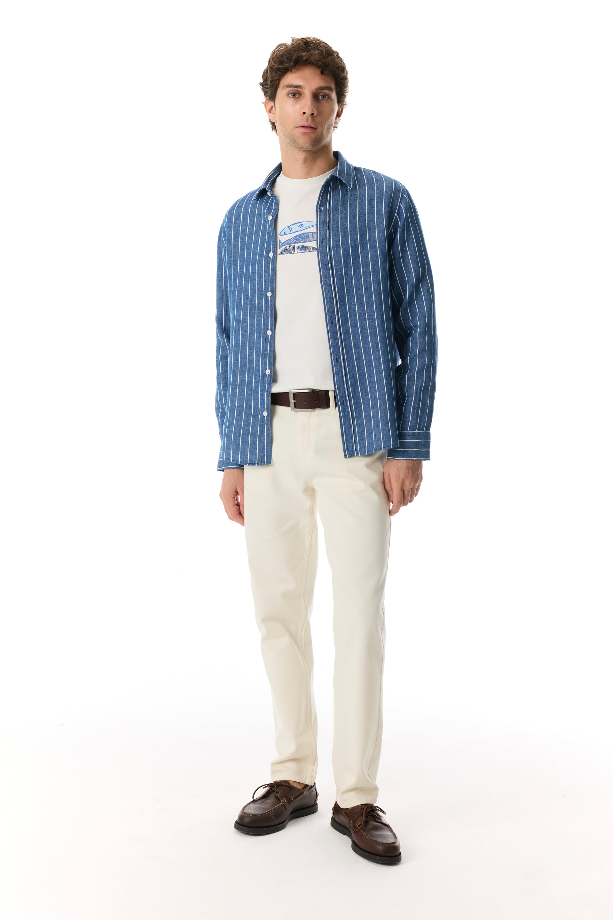 ÇİZGİLİ REGULAR FIT KETEN KARIŞIMLI GÖMLEK