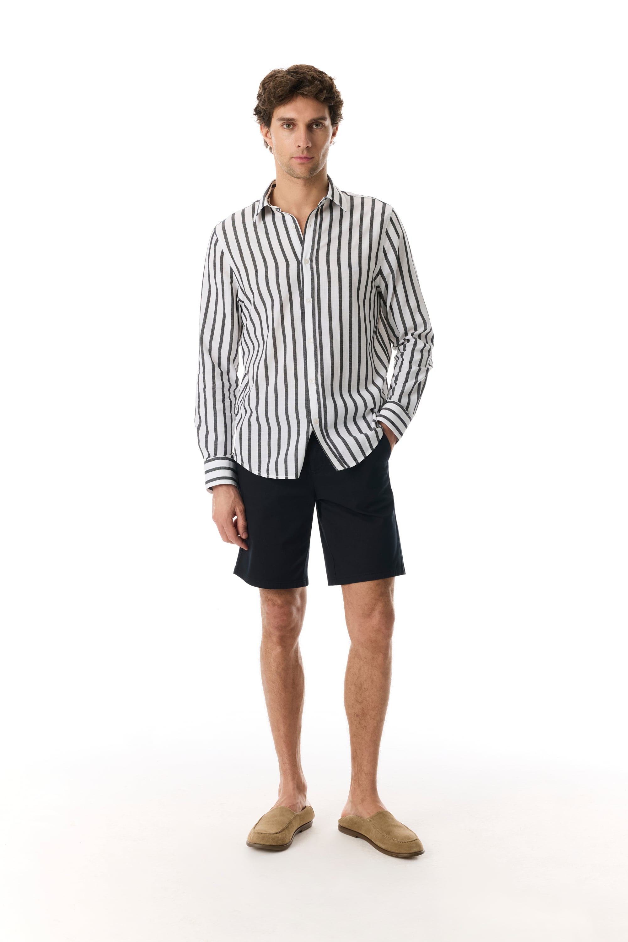 REGULAR FIT ÇİZGİLİ UZUN KOLLU GÖMLEK