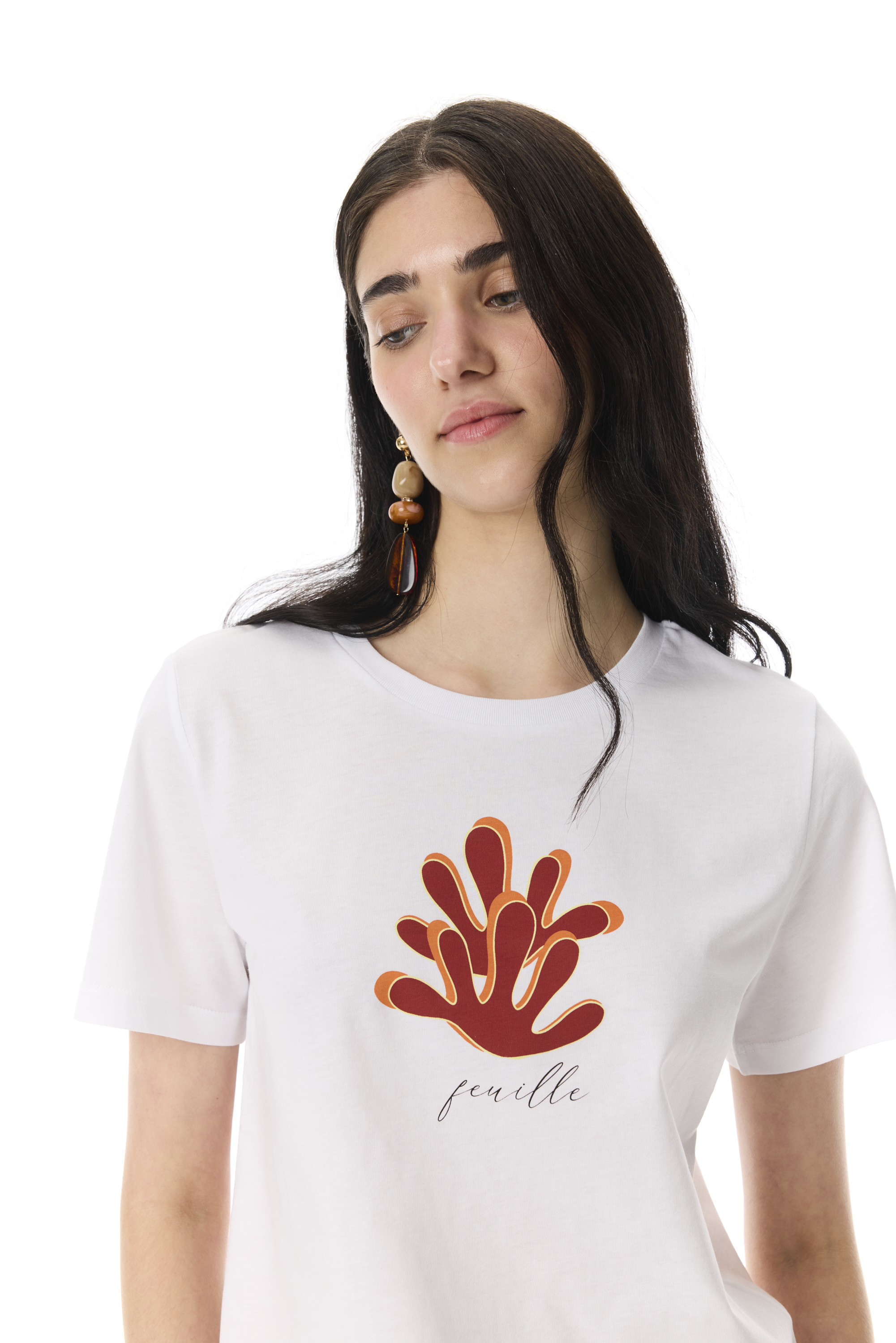 BASKILI BİSİKLET YAKA T-SHIRT