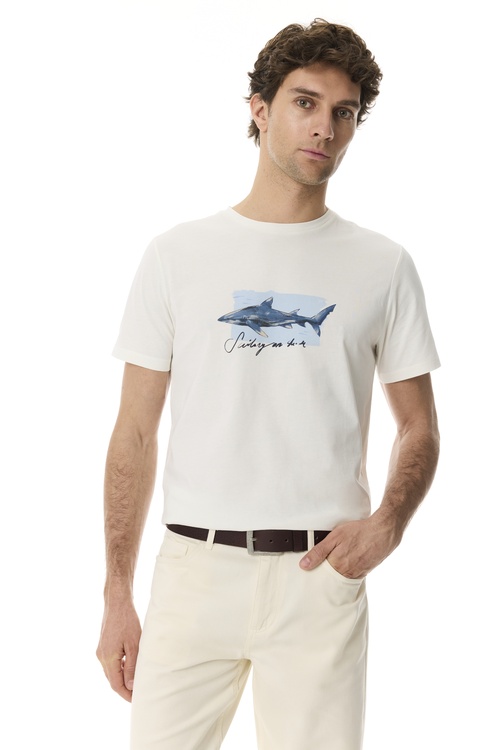  BASKILI BİSİKLET YAKA KISA KOLLU T-SHIRT