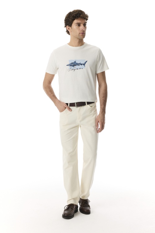  BASKILI BİSİKLET YAKA KISA KOLLU T-SHIRT