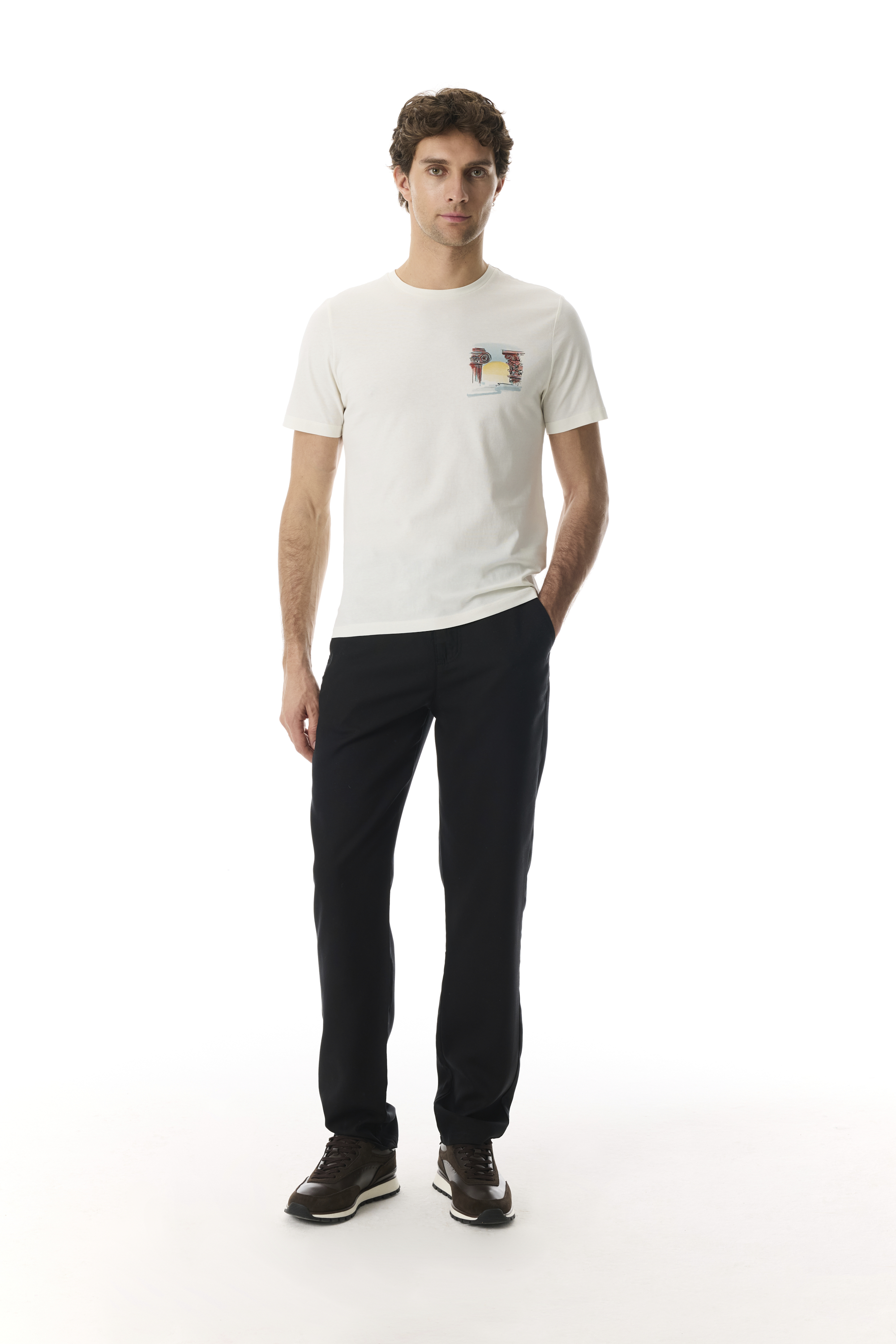 BASKILI BİSİKLET YAKA T-SHIRT