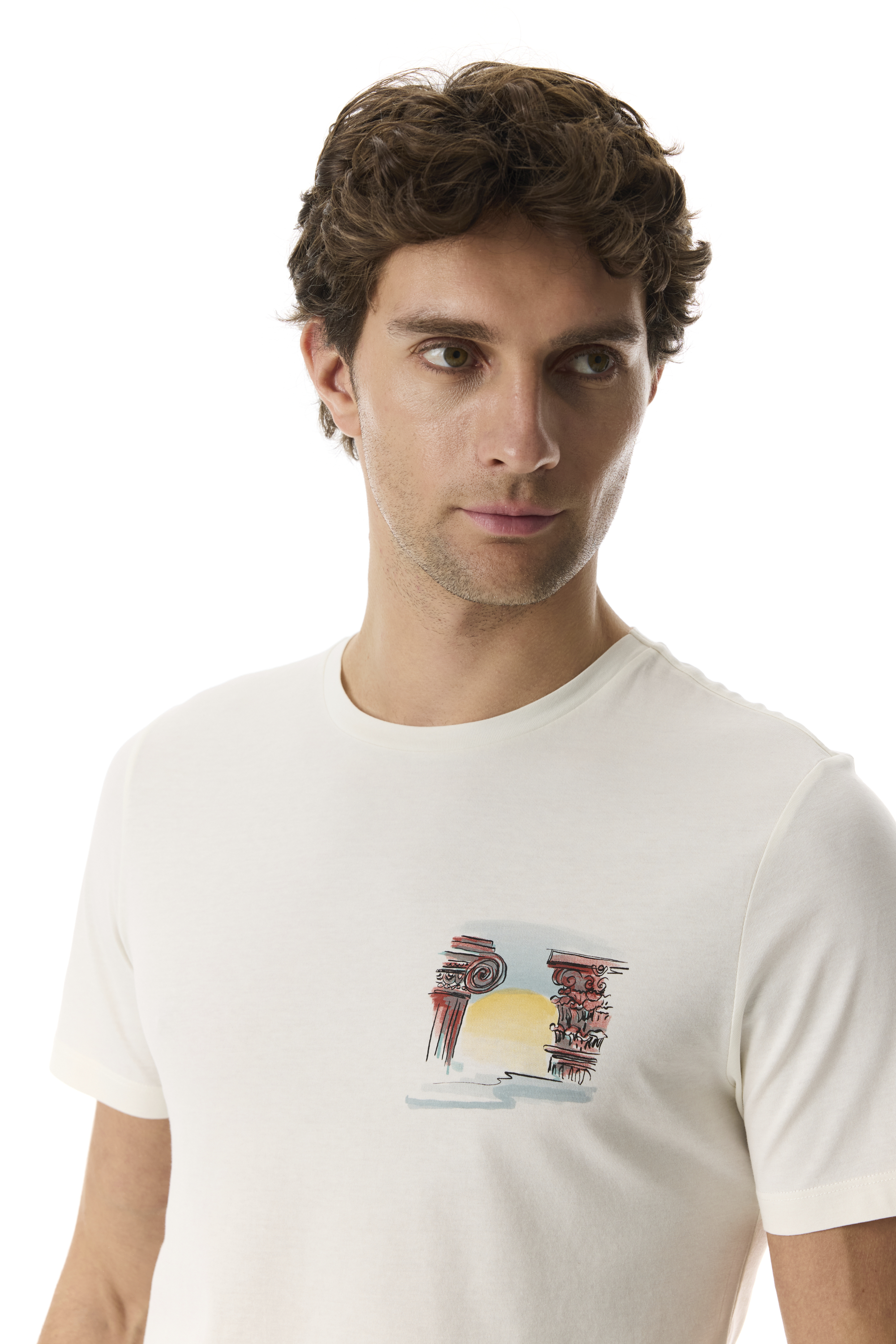 BASKILI BİSİKLET YAKA T-SHIRT