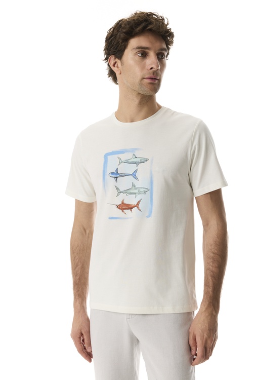  BASKILI BİSİKLET YAKA KISA KOLLU T-SHIRT