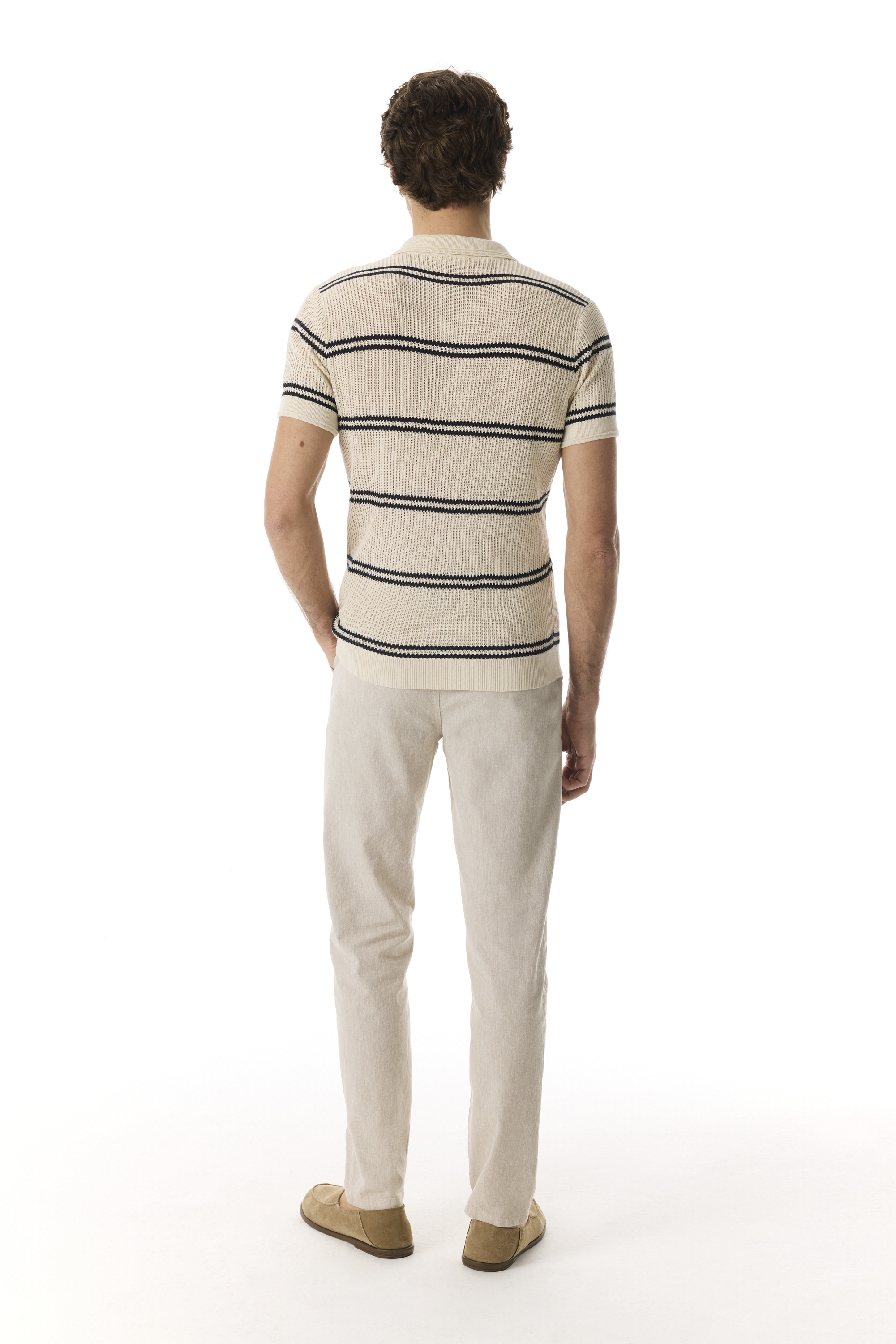 ÇİZGİLİ POLO YAKA KISA KOLLU TRİKO KAZAK