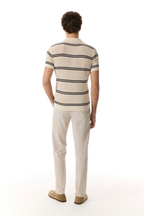  ÇİZGİLİ POLO YAKA KISA KOLLU TRİKO KAZAK