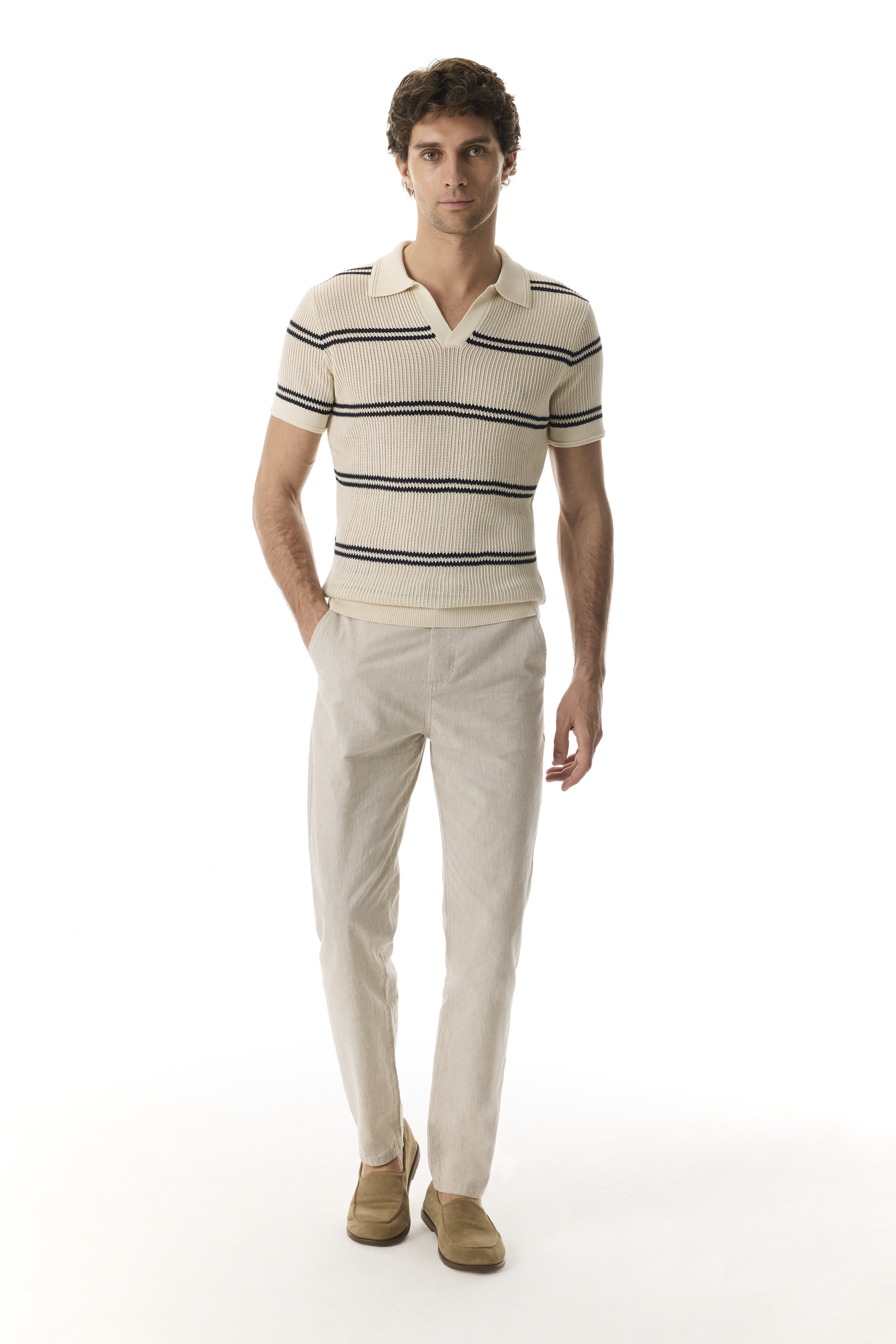 ÇİZGİLİ POLO YAKA KISA KOLLU TRİKO KAZAK