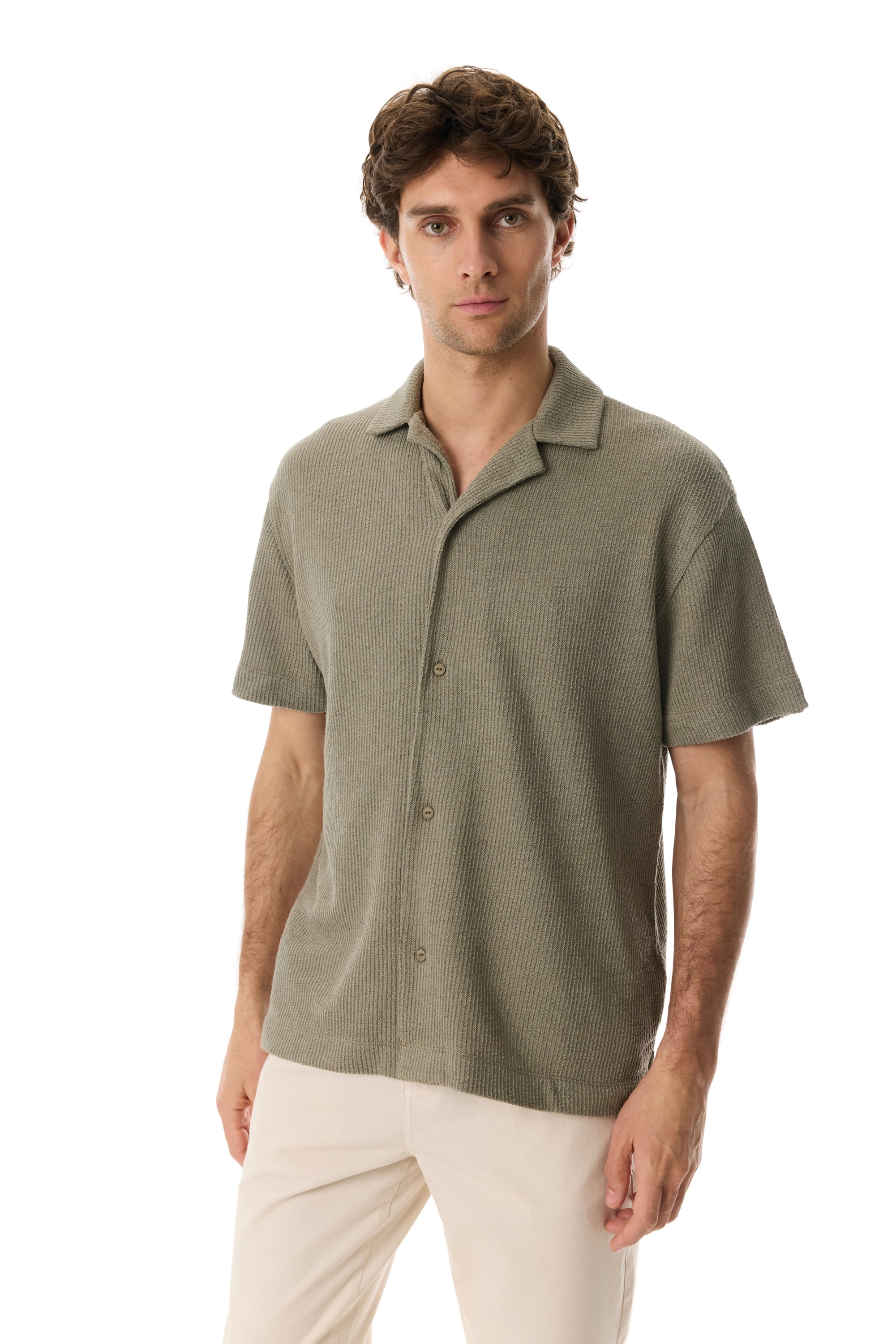 LOOSE FIT KISA KOLLU ÖRME GÖMLEK