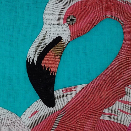  FLAMINGOS ÇERÇEVELİ CAM TABLO 94X104CM