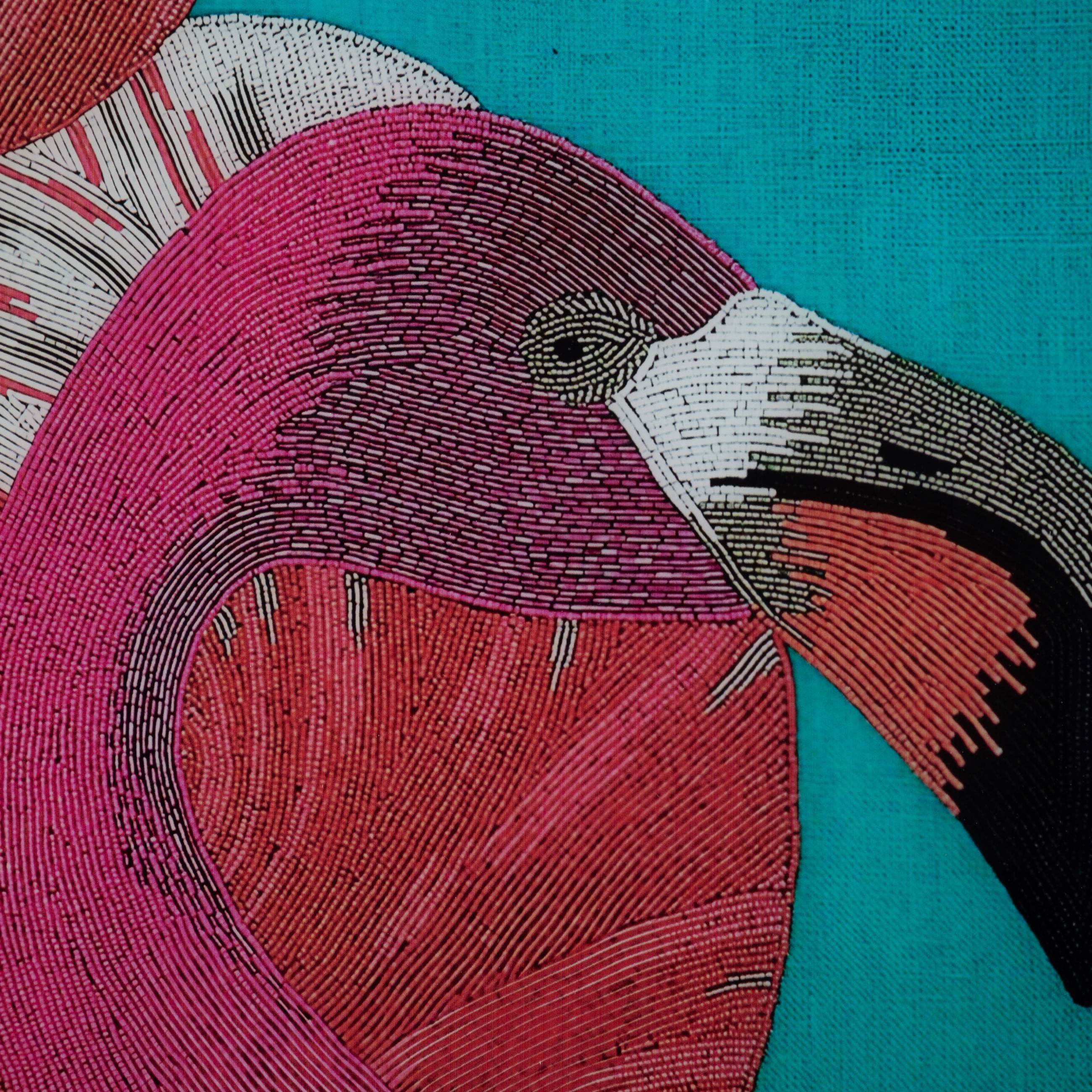 FLAMINGOS ÇERÇEVELİ CAM TABLO 94X104CM
