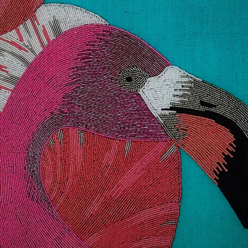  FLAMINGOS ÇERÇEVELİ CAM TABLO 94X104CM