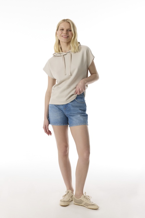  LOOSE FIT KAPÜŞONLU KISA KOLLU SWEATSHIRT