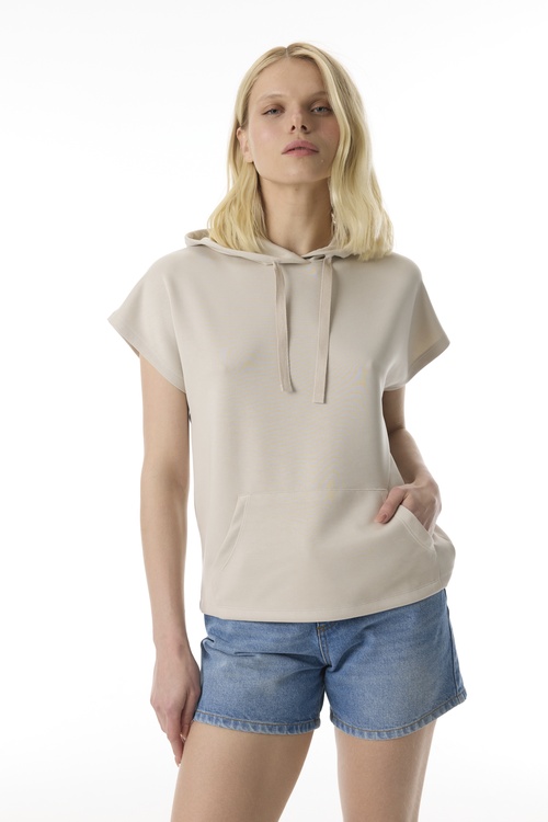  LOOSE FIT KAPÜŞONLU KISA KOLLU SWEATSHIRT