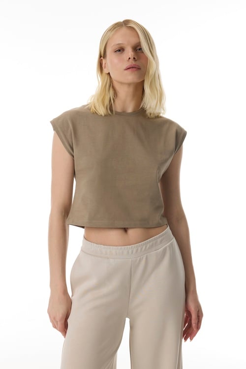  BİSİKLET YAKA CROP T-SHIRT