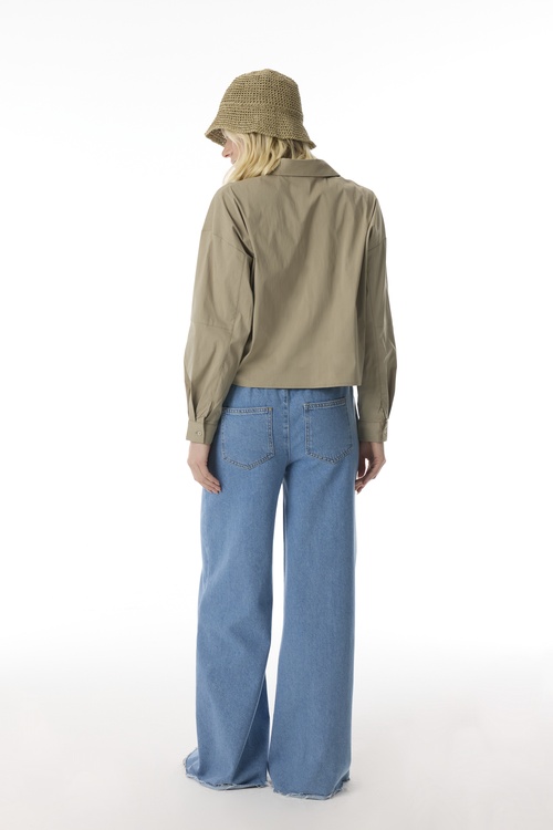  UZUN KOLLU CROP GÖMLEK