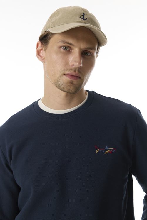  BİSİKLET YAKA NAKIŞLI SWEATSHIRT