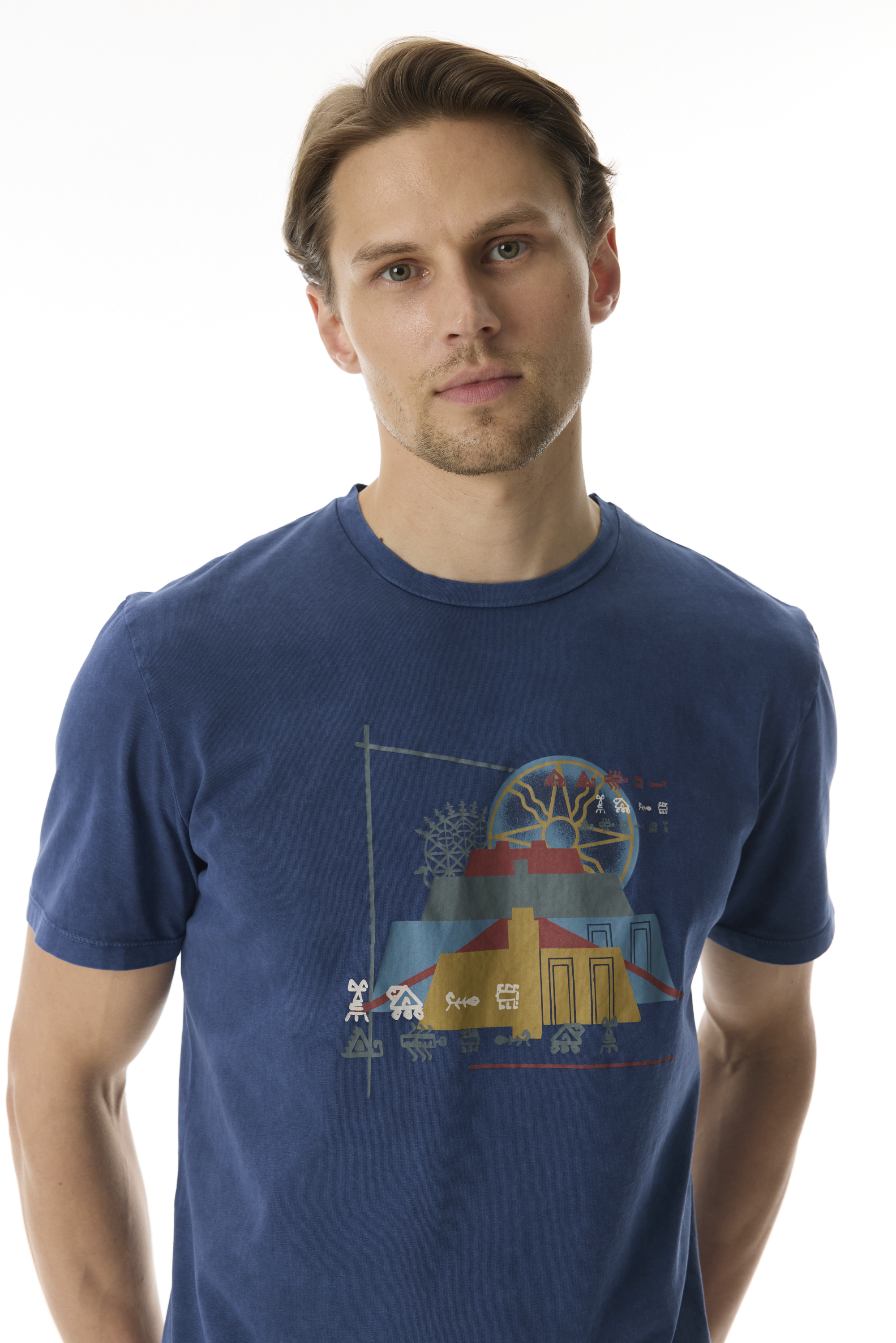 MİTOLOJİK BASKILI BİSİKLET YAKA T-SHIRT