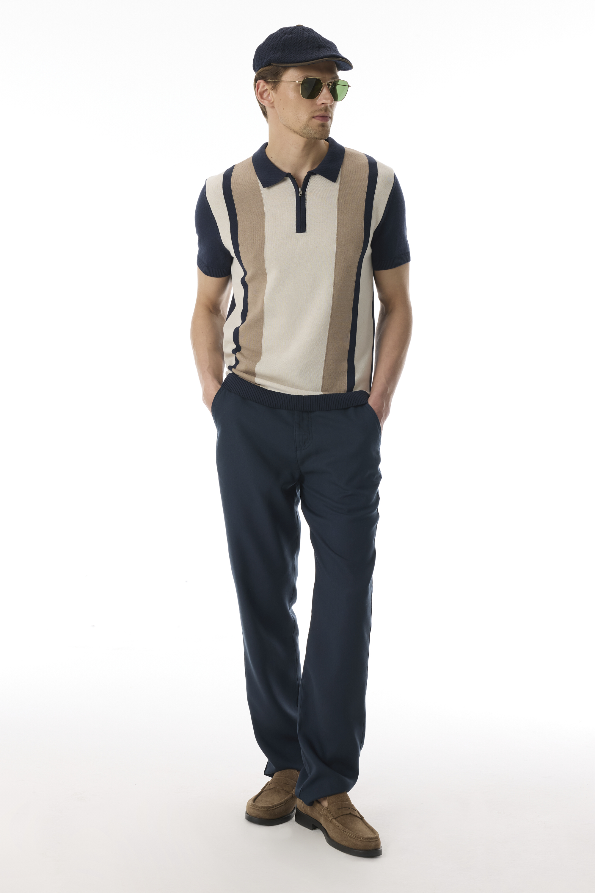 RENK BLOKLU POLO YAKA KISA KOLLU TRİKO KAZAK