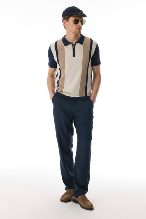  RENK BLOKLU POLO YAKA KISA KOLLU TRİKO KAZAK