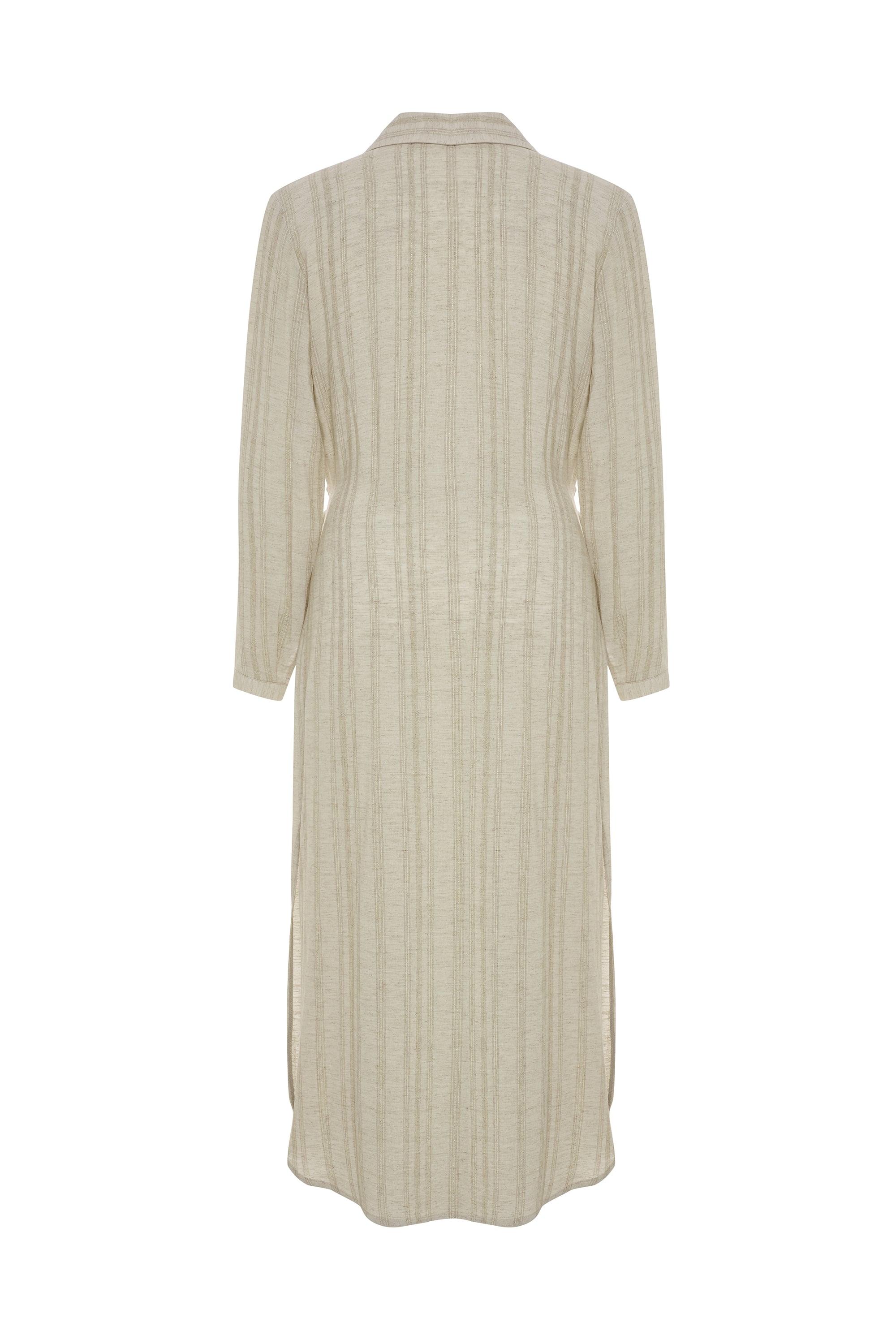 BAĞLAMA DETAYLI ÇİZGİLİ GÖMLEK ELBİSE