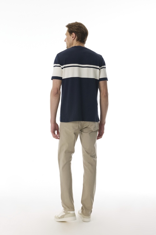  ÇİZGİLİ BİSİKLET YAKA KISA KOLLU TRİKO KAZAK