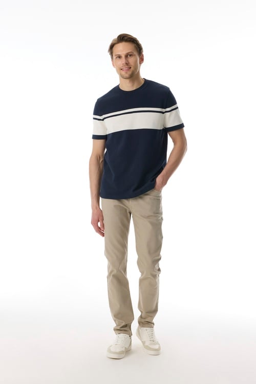  ÇİZGİLİ BİSİKLET YAKA KISA KOLLU TRİKO KAZAK