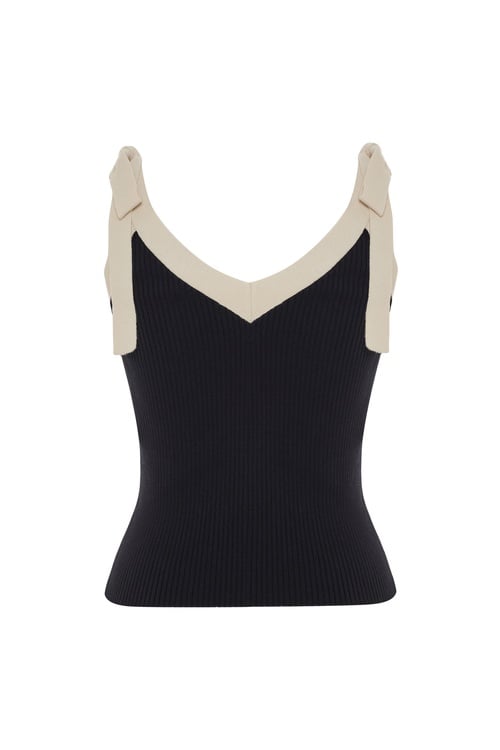  V YAKA BAĞLAMA DETAYLI KOLSUZ TRİKO KAZAK