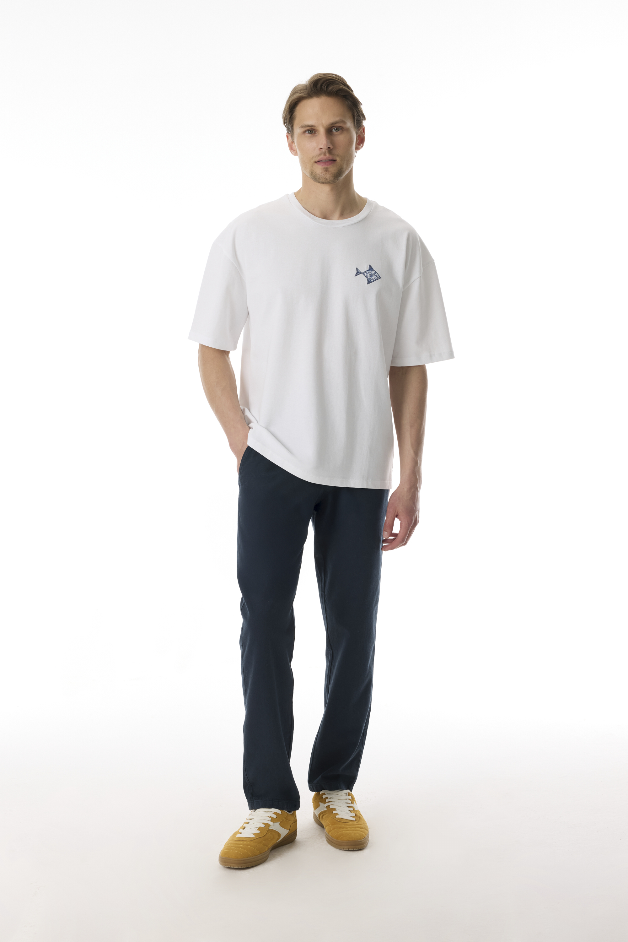 Erkek Yeşil Gri Straight Fit Beli Bağlamalı Pantolon