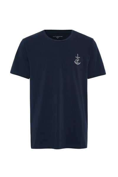 Mudo Erkek Lacivert Baskılı Bisiklet Yaka T-Shirt
