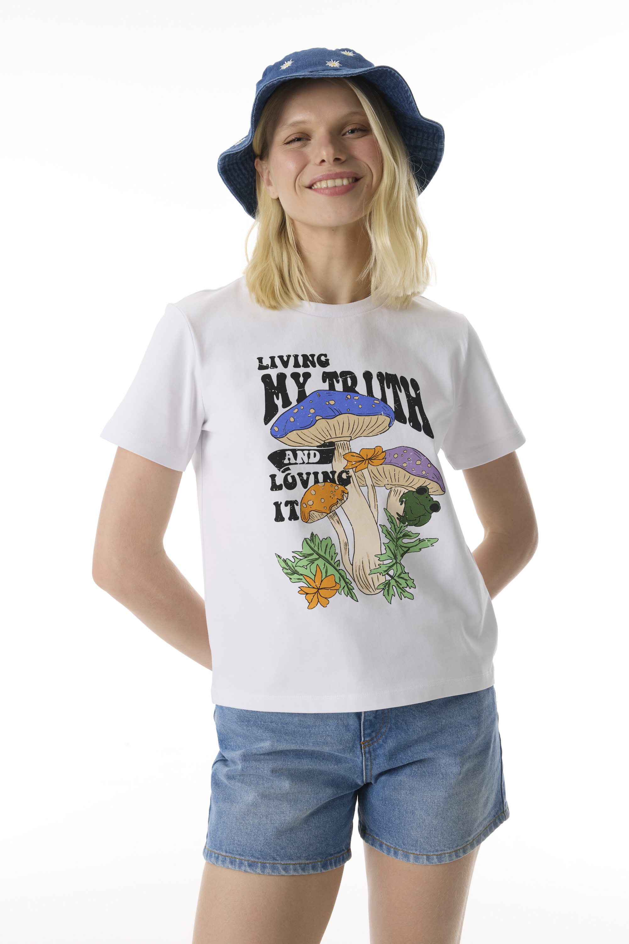 BASKILI BİSİKLET YAKA T-SHIRT