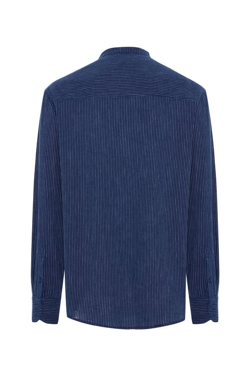  ÇİZGİLİ HAKİM YAKA UZUN KOLLU GÖMLEK