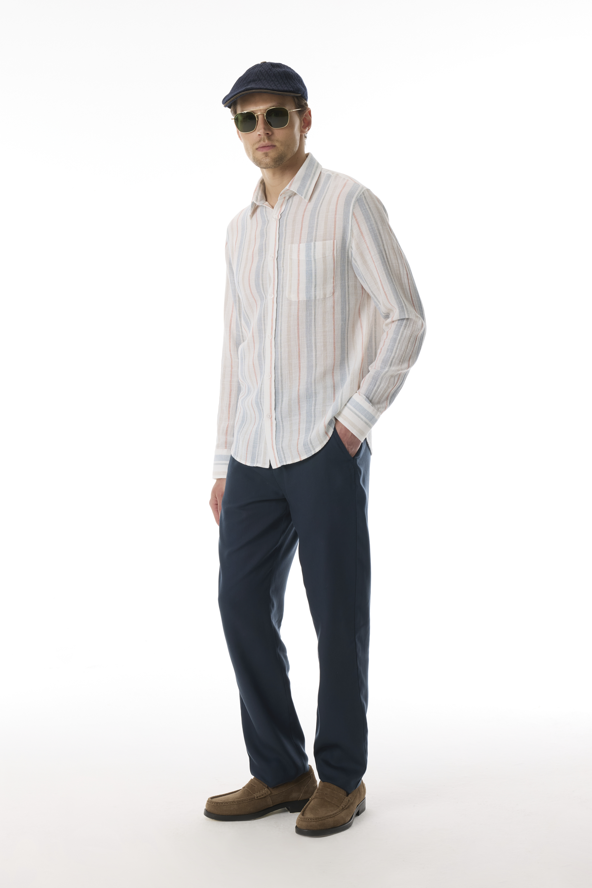 ÇİZGİLİ REGULAR FIT CEPLİ UZUN KOLLU GÖMLEK