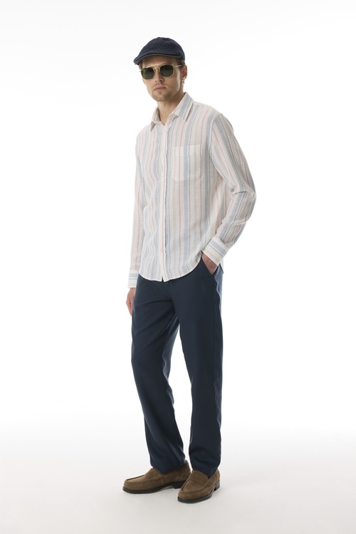  ÇİZGİLİ REGULAR FIT CEPLİ UZUN KOLLU GÖMLEK