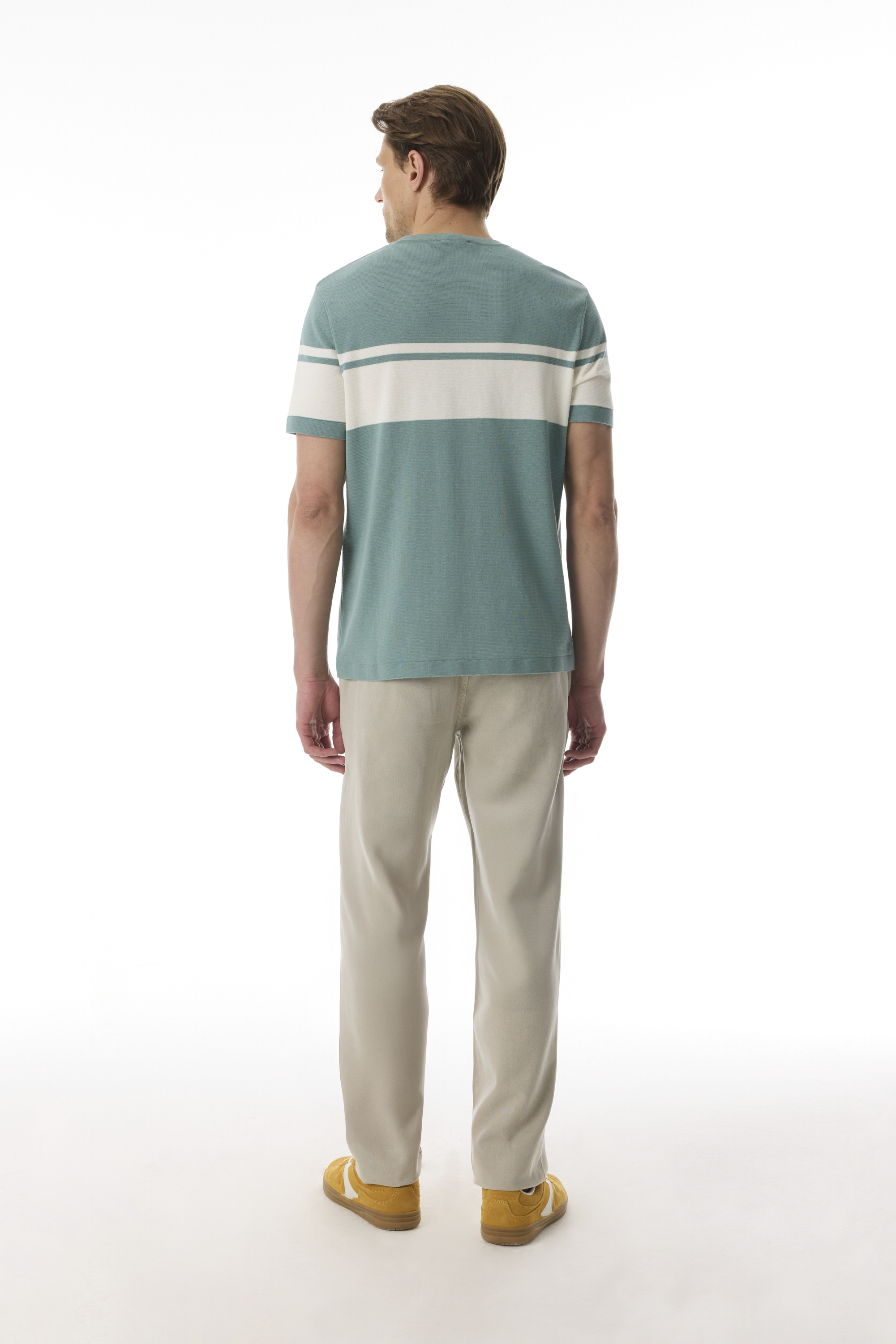 ÇİZGİLİ BİSİKLET YAKA KISA KOLLU TRİKO KAZAK