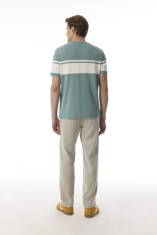  ÇİZGİLİ BİSİKLET YAKA KISA KOLLU TRİKO KAZAK