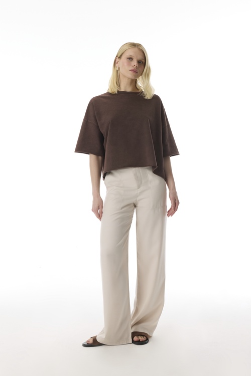  BİSİKLET YAKA CROP T-SHIRT