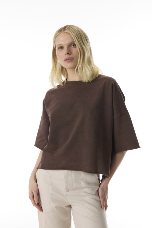  BİSİKLET YAKA CROP T-SHIRT