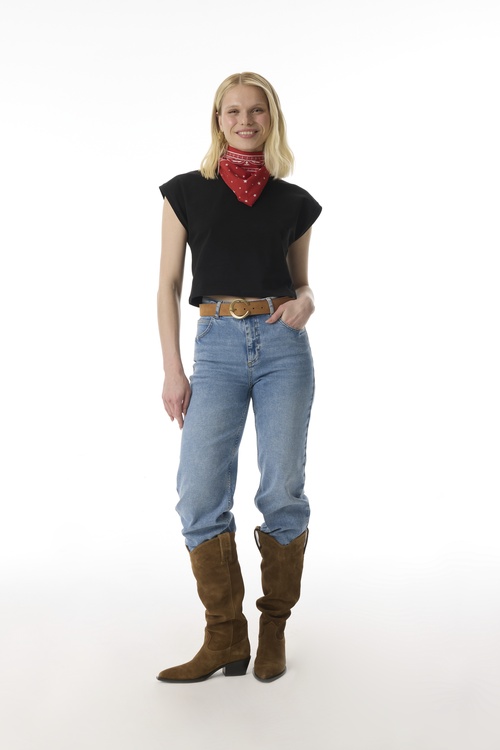  BİSİKLET YAKA CROP T-SHIRT