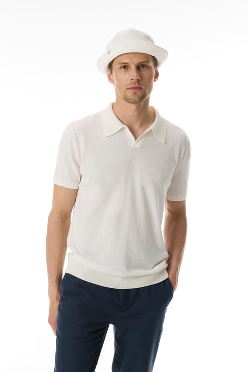 JAKARLI NAKIŞLI POLO YAKA KISA KOLLU TRİKO KAZAK