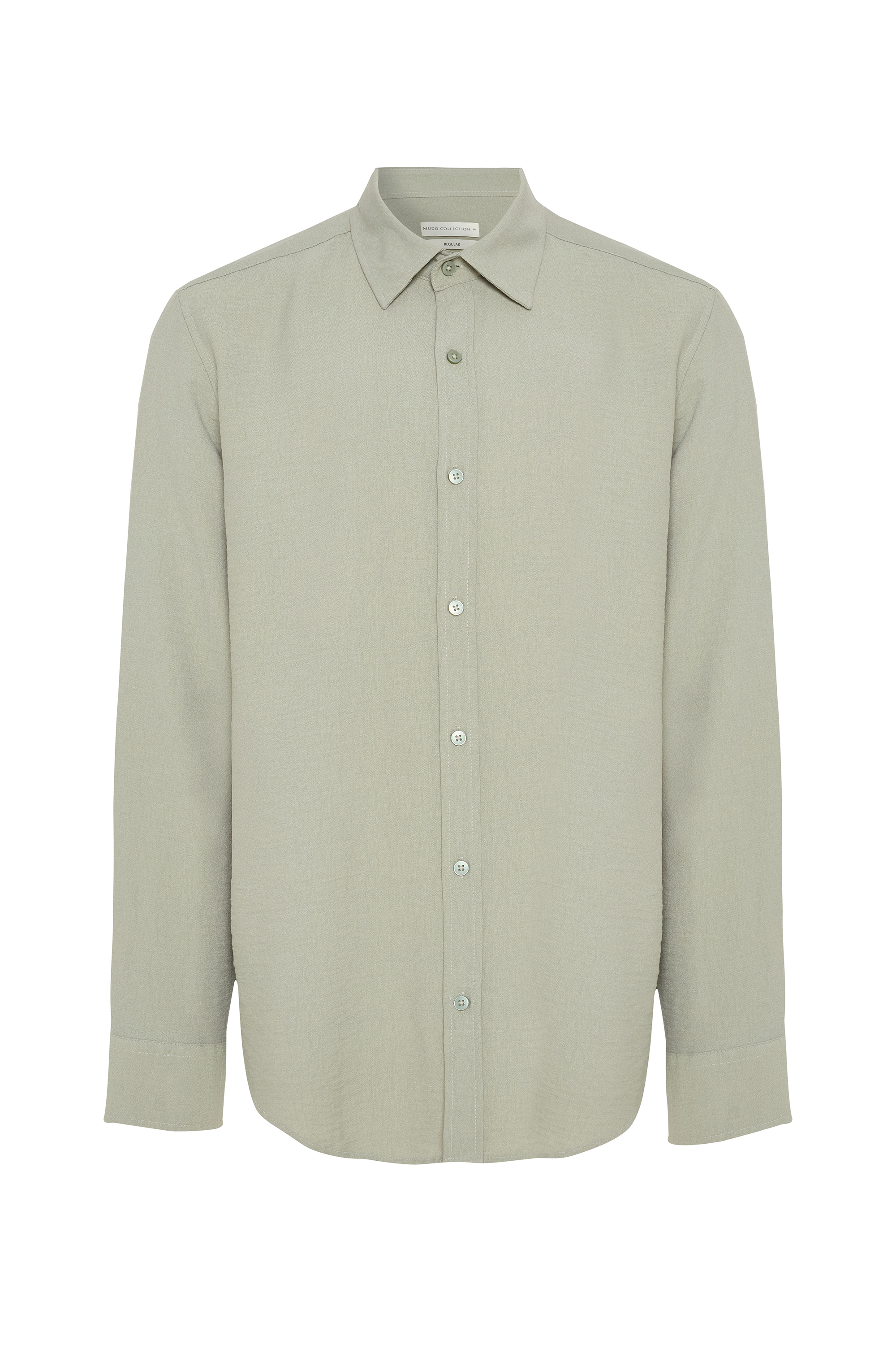 REGULAR FIT DOKULU UZUN KOLLU GÖMLEK