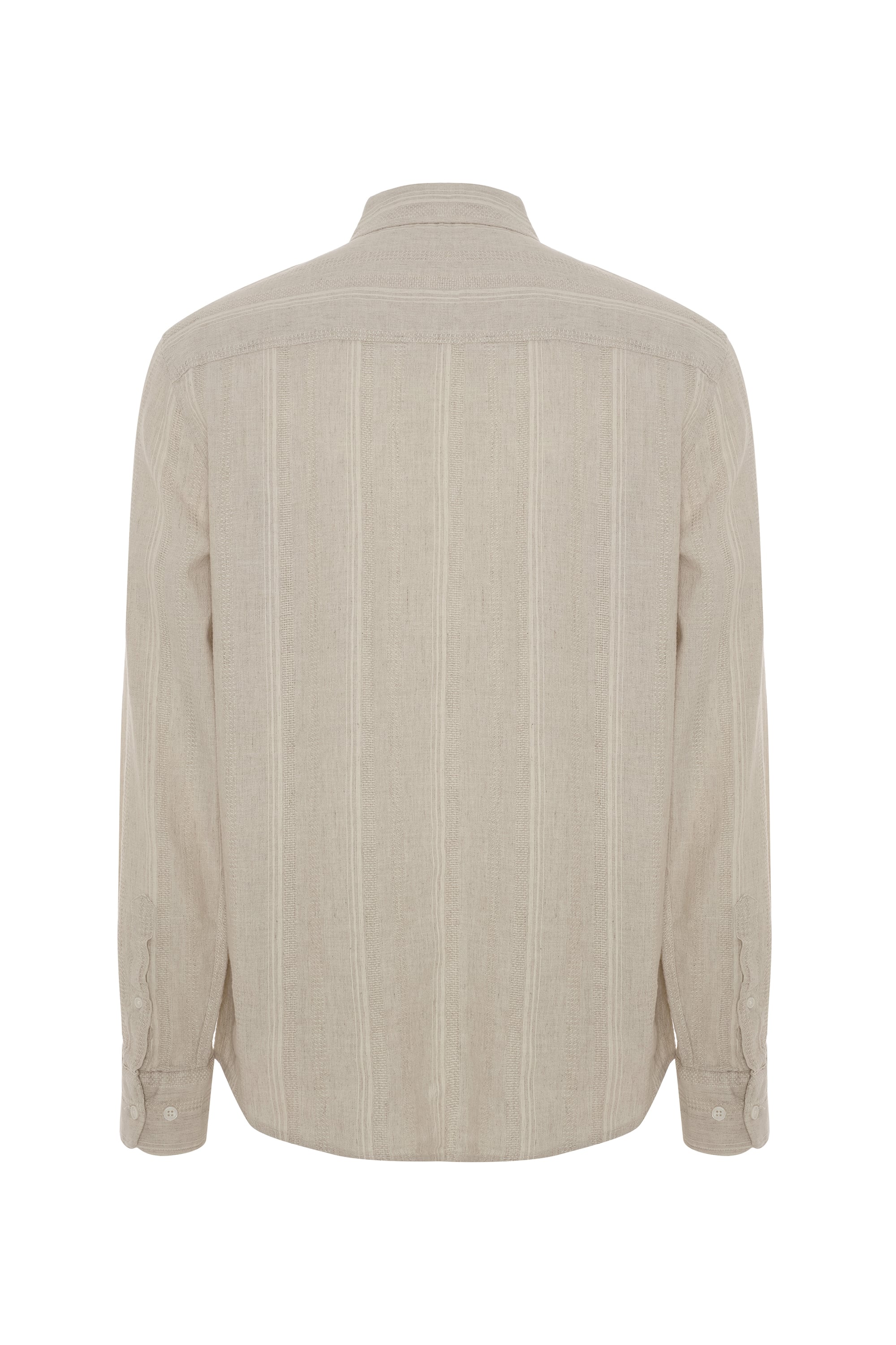 ÇİZGİLİ KETEN KARIŞIMLI REGULAR FIT GÖMLEK