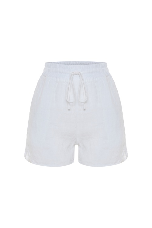  RELAX FIT BELİ LASTİKLİ KETEN ŞORT